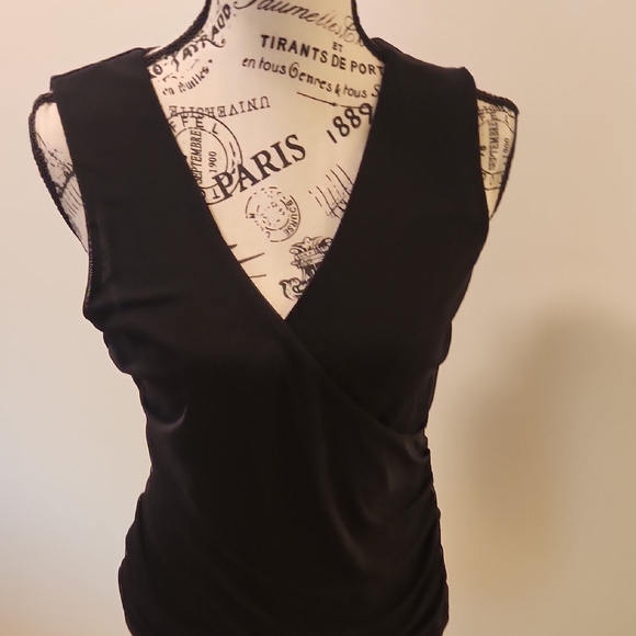 INC International Concepts Black V-Neck Tank Top - Picture 3 of 9